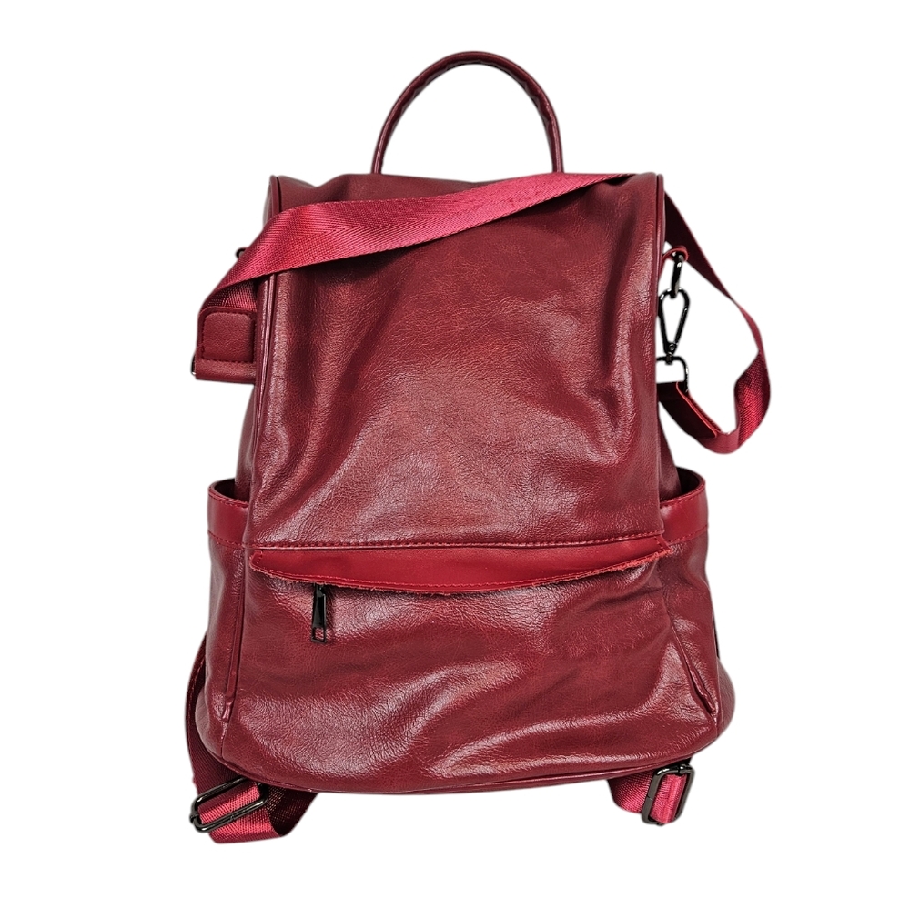 Sold Cheruty Burgundy Faux Leather Anti-Theft Backpack Women's Purse - Picture 7 of 8